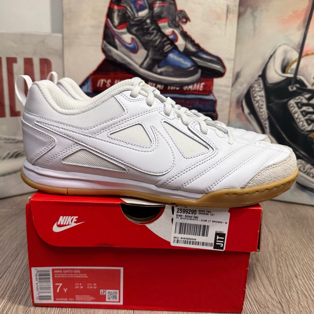 New Nike Gato 'White Gum' Athletic Shoes HV9596-101 GS Sizes 6Y, 6.5Y
